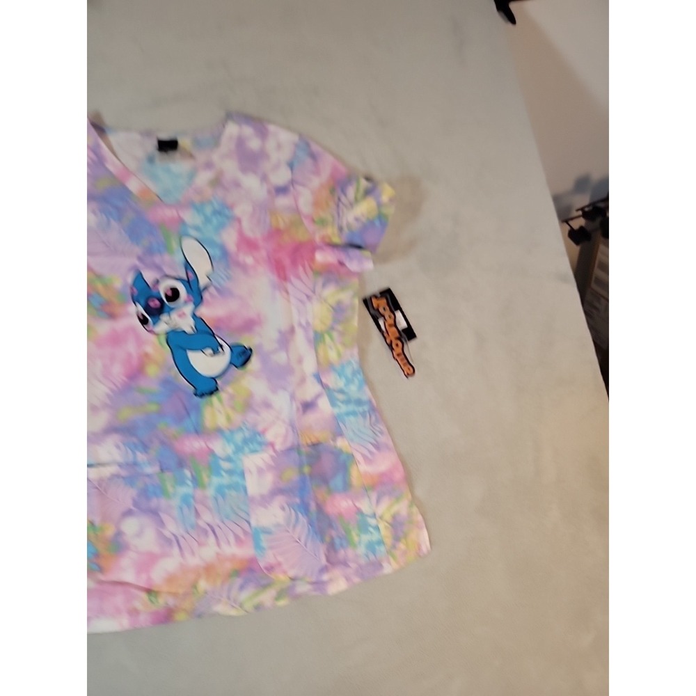 Lilo and Stitch‎ Cherokee Scrubs Tooniforms Disney Pastel Tie-dye V Neck Top M